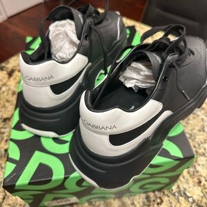 Dolce & Gabbana Black and White Men's Chunky Lace-Up Sneakers